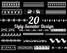 the 20 ugly sweater design svt files are available for use on all kinds of projects