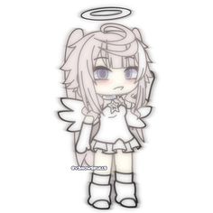 an anime character with angel wings on her head