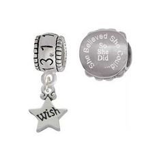 Silvertone Mini "Wish" Star 13.1 Half Marathon Run She Believed She Could Charm Beads (Set of 2). Charm size is approx. 0.52 x 0.36 x 8 inches (HxWxD) including loop. 13.1 Charm Hanger Bead is approx. 13x10x8 mm (HxWxD) Hole size: 5.5 mm. Our Charm Beads are compatible with most Charm Bead Bracelets. Also makes a great charms pendant. She Believed She Could So She Did Engraved Stainless Steel Bead is approx. 13x13x9 mm (HxWxD) Hole size 5.5 mm. Wonderful Jewish jewelry beads. PLEASE NOTE: Our pr Jewish Jewelry, Engraved Stainless Steel, She Believed She Could, Charm Beads, Jewelry Beads, Marathon Running, Bead Charm Bracelet, Bead Bracelets, Bead Shop