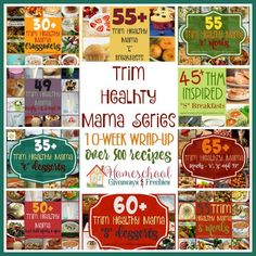 a collage of images with the words trim healthy mama series