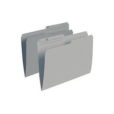 two gray folders are shown on a white background