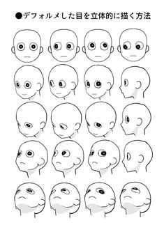 an anime character's head with different expressions and facial features, including the eyes