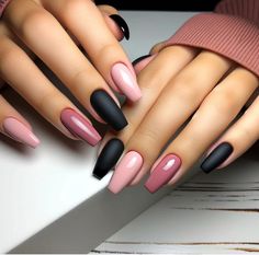 Spirit Nails, Mauve Nails, Nail Techniques, Edgy Nails, Super Nails, Black Nail, Pink Nail, Make Up Nails