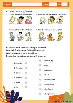 a cartoon character worksheet for children to learn how to use the words and phrases