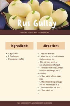 the recipe for rus gullay is shown on a plate