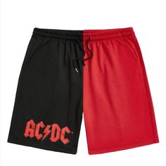 Limited Edition Retro Ac/Dc Punk Rock Graphic Two Tone Colorblock Shorts. ** Brand New ** - Non Smoking Home. - Authentic. - Original Attached Tags. - Original Packaging. - 100% Polyester. - Pockets. - Front Tie Drawstring. - Colorblock. Bundle And Save Black Cotton Color Block Bottoms, Black Color Block Bottoms For Streetwear, Black Shorts For Summer Concerts, Black Casual Shorts For Alternative Fashion, Casual Black Shorts For Alternative Fashion, Edgy Black Shorts For Streetwear, Black Rock Bottoms For Concert, Black Rock Style Bottoms For Concert, Rock Style Black Bottoms For Concert