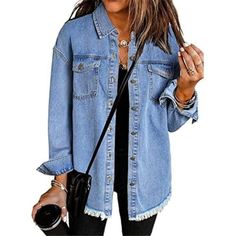 New Product 80% Cotton+20% Polyester Imported Button Closure Hand Wash Only Women Oversized Denim Jacket Comes With Collared Neckline And Button Up Design. Casual Jean Shacket For Women. Country Concert Outfits For Women. Long Sleeve Jean Jacket With Button Finishes. Frayed Raw Hemline. Jean Jacket For Women. Boyfriend Denim Jacket Women.Western Clothes For Women. Button Down Denim Jacket For Women. Women Basic Jean Jacket, Casual Jacket For Women. Denim Shacket Women. Loose Fit Jean Coat. No Stretch. Nashville Outfits For Women. Two Front And Side Pockets Detailing. It Is Convenient To Hold Some Small Items, Such As Keys, Cellphone, Etc. Womens Basic Long Sleeve Jean Jacket, Nashville Outfit, Boyfriend Denim Jacket, Oversized Jean Jacket, Bandeau Tops, Nashville Outfits, Oversized Jeans, Classic Denim Jacket, Jean Jacket Women