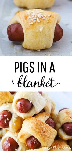 pigs in a blanket recipe with text overlay