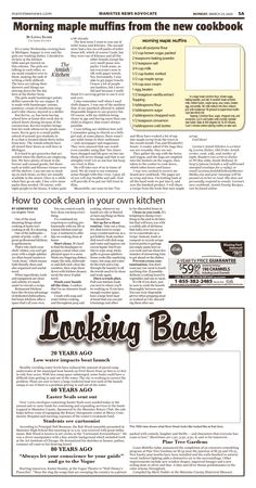 the front page of a newspaper with an article about cooking back