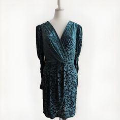 Tommy Hilfiger Velvet Green Floral Burnout Faux Wrap Dress, Size 10, Brand New With Tags, Excellent Condition, Gorgeous Dress! Tommy Hilfiger Dresses, Faux Wrap Dress, Gorgeous Dresses, Wrap Dress, Tommy Hilfiger, Long Sleeve Dress, Size 10, Velvet, Womens Dresses