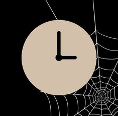 a spider web with a clock on it