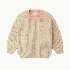 Kids Cotton Knitted Sweater - Momorii Beige Jumper, Summer Storm, Beige Pullover, Cheap Sweaters, Buy Sweaters, Sweater Trends, Natural Coral, Beautiful Sweater, Winter Sweater