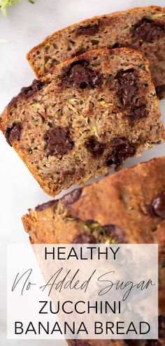 healthy no added sugar zucchini banana bread