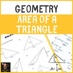 a book cover with an image of triangles and the words, geometric area of a triangle