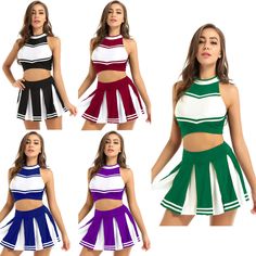 Fitted Sleeveless Cheerleading Dress, Cheerleading Costume, Cheerleading Dress, Girls Cheerleader Costume, Outfits Uniform, Dance Uniforms, Mini Pleated Skirt, Cheerleader Costume, Pom Pom Girl