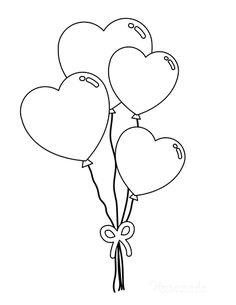 three heart shaped balloons tied to each other