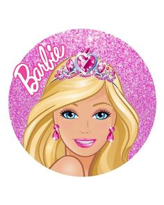 a barbie doll wearing a tiara with the word barbie on it's forehead