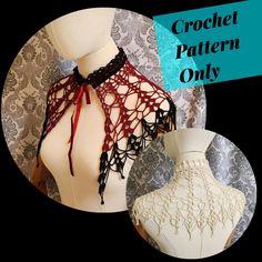 a crochet pattern on top of a mannequin's torso and neck