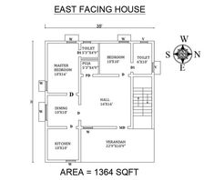 the floor plan for an east facing house