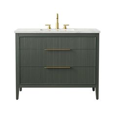 a bathroom vanity with two drawers and a sink in the middle, on a white background