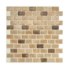 a white and brown mosaic tile wall