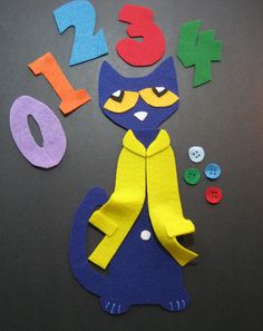 an image of a cat made out of felt with numbers on the side and buttons around it