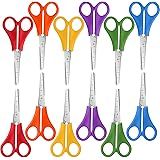 the scissors are all different colors and have handles for each one to hold them together