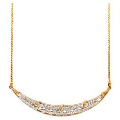 This stunning 1.65ct diamond half moon drop pendant necklace is a masterpiece of craftsmanship. It features a beautifully designed bezel setting style made of 18k yellow gold, which is perfect for any occasion. The necklace boasts a round shape and an art theme that makes it an ideal gift for anyone who appreciates fine jewellery. The pendant is adorned with a combination of baguette and pearl-shaped stones, which adds to its charm. The secondary stone is a beautiful pearl, which complements the White Gold Cross Pendant, Modern Hoop Earrings, Moon Drop, Drop Pendant Necklace, Gold Cross Pendant, Art Theme, Dangle Necklaces, Modern Necklaces, Pear Shaped Diamond