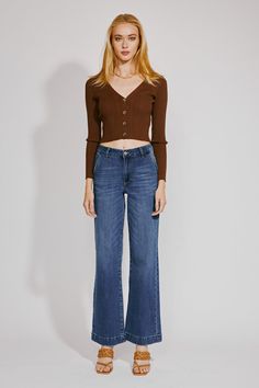 Celine Ultra High Rise Wide Leg Jeans – Official Kancan USA Wide Leg Flare Jeans With Pockets, Wide-leg Flare Jeans With Welt Pockets, Workwear Flare Jeans With Welt Pockets, Casual Fitted Wide Leg Pants With Button Closure, Fall Mid-rise Wide Leg Pants With Button Closure, Fall Wide Leg Flare Jeans With Button Closure, Fitted Wide Leg Pants With Button Closure, Classic High Waist Flare Jeans With Button Closure, Non-stretch Wide Leg Flare Jeans With Button Closure