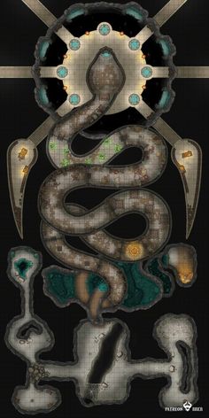 an image of a snake in the middle of some sort of artwork with different colors and shapes