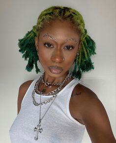 Necklace For Neckline, Jewerly Set, Locs Hairstyles, Editorial Makeup, Maxis Match, Locs, Dyed Hair, Heavy Metal, Piercings