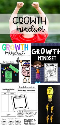 growth minds poster with the words growth minds on it and images of people holding up their hands