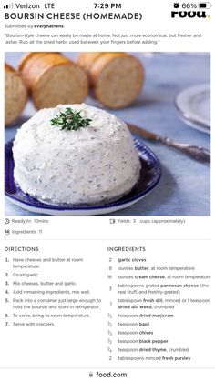 a recipe page with some food on it