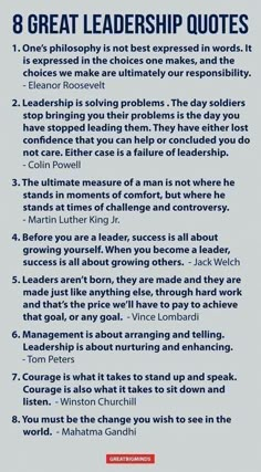 the 8 great leadership quotes for students to use on their own wallpaper or bulletin board