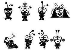 cartoon bugs with different expressions and shapes