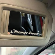 the passenger princess car sticker is shown in this vehicle's side view mirror