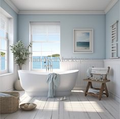 a white bath tub sitting next to a window