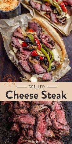 grilled cheese steak sandwich with peppers and onions