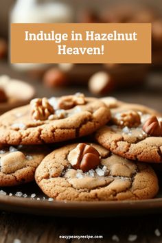 A plate of freshly baked hazelnut cookies garnished with sugar crystals. Hazelnut Cookies Recipes, Hazelnuts Recipes, School Cookies Recipe, Strawberry Shortcake Cookies, Granola Cookies, Cookie Corner, Christmas Baking Cookies