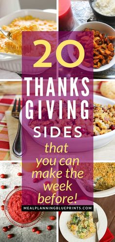 the words 20 thanksgiving giving sides that you can make the week before