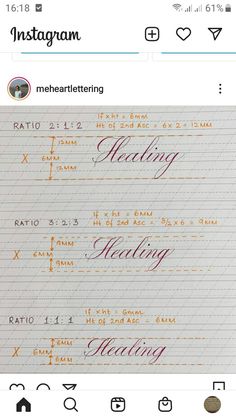 an instagram page with writing on it