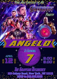 an event poster for the avengers movie