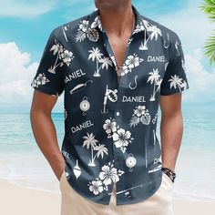 Dive into the perfect catch of style with our custom Hawaiian shirts, designed for the avid fishing enthusiast. Imbued with vintage flair, these shirts feature an intricate pattern of fishing tools and gear, celebrating the timeless connection between man and the sea. Personalize your shirt with a name, turning it into a one-of-a-kind masterpiece that pays homage to your passion for fishing. A thoughtful gift for men and an ideal surprise for husbands, these shirts seamlessly blend functionality with fashion. For women who appreciate the thrill of the reel, this custom Hawaiian shirt is a unique and stylish expression of their love for the sport. The fishing gear pattern captures the essence of adventure, making it the perfect gift for fishing lovers who relish the great outdoors. Whether Gear Pattern, Surprises For Husband, Fishing Tools, Aloha Shirt, Hawaiian Shirts, Fishing Gear, Shirts For Men, Great Outdoors, Relish