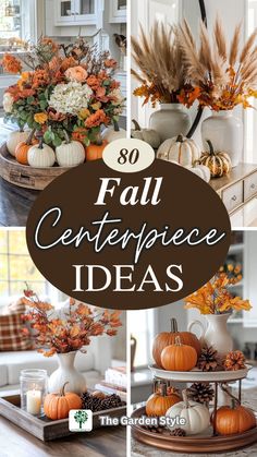 fall centerpiece ideas with pumpkins and flowers