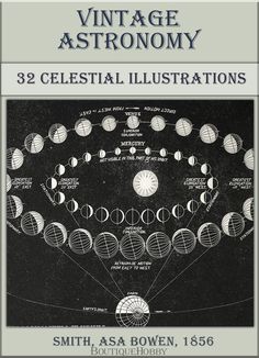 an old book cover showing the phases of astronomy