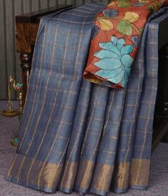 Ready to ship Tussar Silk Saree Blouses, Tussar Saree Blouse Designs, Latest Silk Sarees Trends, Kalamkari Blouse Designs Latest, Kalamkari Silk Blouse, Siri Designers