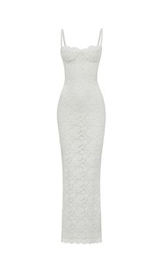 White Stretch Crafted Lace Mesh Underlined Back Slit opening Invisible back zipper Dry clean only Designed in USA Model wears a size Small Model is 5'8” and weights 130 Lbs. Mesh Birthday Dress, White Beach Dress, Savannah Style, Slippers Outfit, Beach White Dress, Prom Inspo, 130 Lbs, Stunning Prom Dresses, Grad Dresses