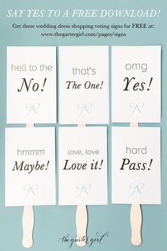 four cards with the words say yes to free printables