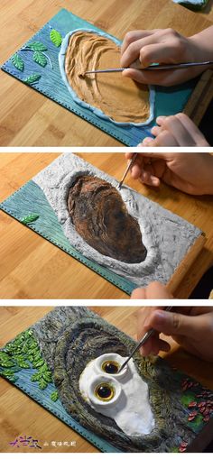 the process of painting an owl with acrylic paint