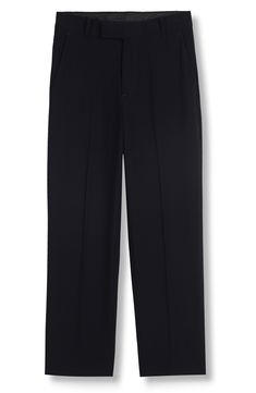 A hint of stretch adds essential flexibility to these tailored pants ensuring total comfort every time they wear these slacks. 63% polyester, 33% rayon, 4% spandex Machine wash, tumble dry Imported Calvin Klein Workwear Pants With Welt Pockets, Comfort Stretch Dress Pants For Workwear, Calvin Klein Casual Workwear Bottoms, Calvin Klein Wide Leg Pants With Pockets, Classic Comfort Stretch Pants For Business Casual, Comfort Stretch Straight Dress Pants For Work, Calvin Klein Straight Leg Workwear Pants, Calvin Klein Workwear Pants With Straight Leg, Calvin Klein Tapered Leg Pants With Pockets